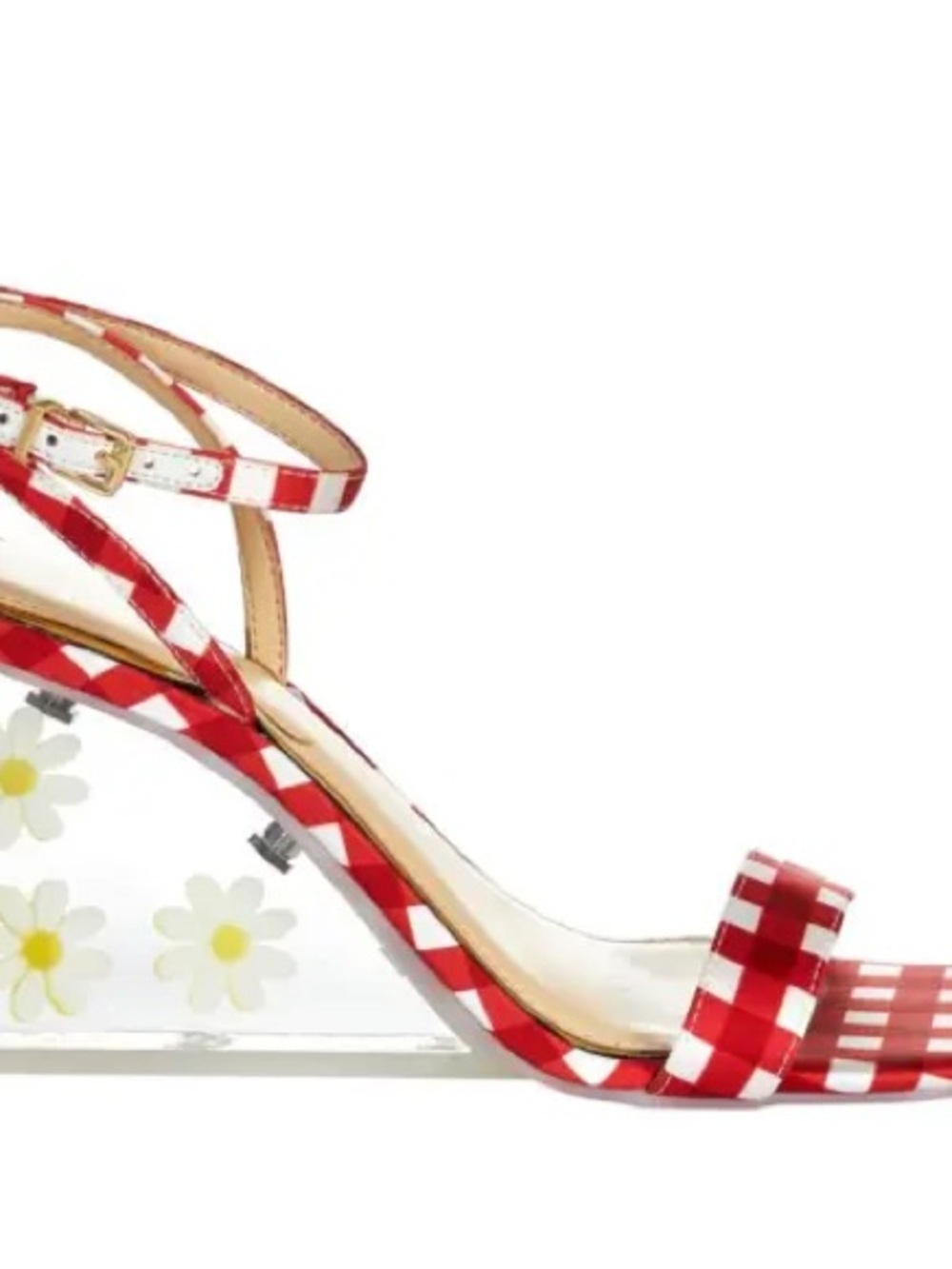 Red Gingham Daisy Wedge Sandals - Women's